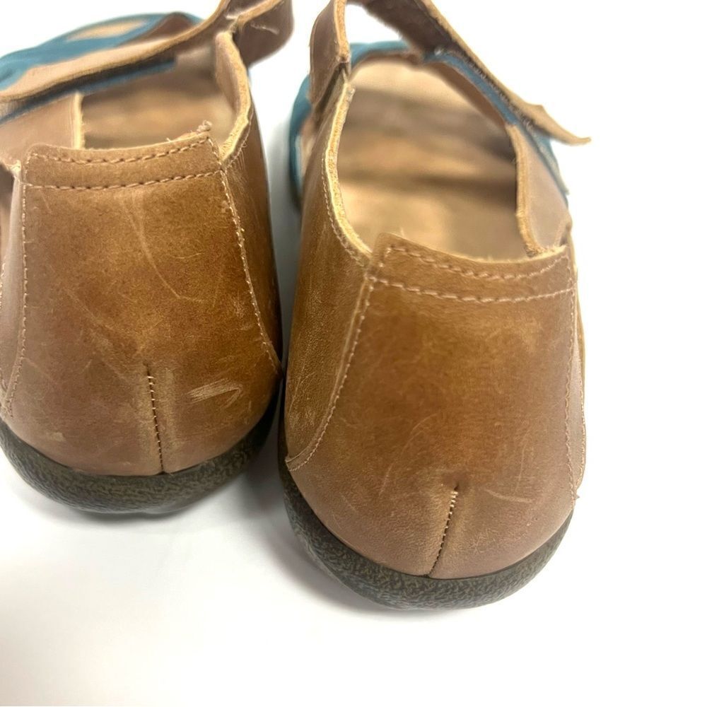 Naot teal nubuck and brown comfort leather sandals 40 - Picture 3 of 9